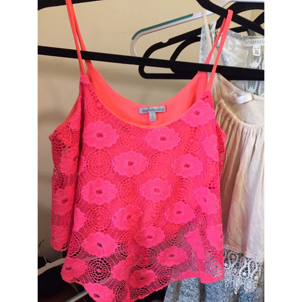Charlotte Russe Crochet Flutter Crop Top